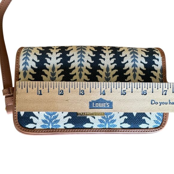 Spartina 449 Handbag Crossbody Purse Geometric Pattern 7"x 4 " Blues White EUC - Picture 6 of 16